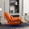 270 Swivel Glider Recliner Chair, Power Recliner Rocking Chair, USB Port Charge For Nursery Chair With Atmosphere Lamp For Living Room Bedroom Apartment - Orange - Image 10