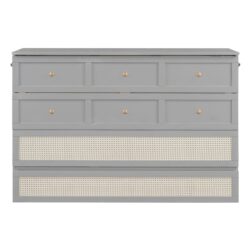 Queen Murphy Bed With Large Drawers - Gray