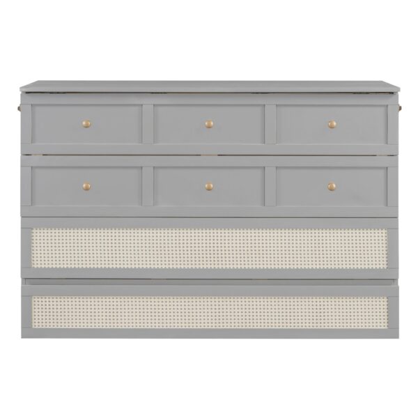 Queen Murphy Bed With Large Drawers - Gray
