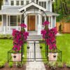 Metal Garden Arch With Gate High Climbing Plants Support Rose Arch Outdoor - Black - Image 10