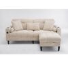 3 Seat L-Shaped Chenille Sofa With Removable And Storage Ottoman, Side Storage, And USB / C - Type Charging Ports Sofa For Living Room, Bedroom, Apartment - Beige - Image 8