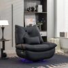 270 Swivel Glider Recliner Chair, Power Recliner Rocking Chair, USB Port Charge For Nursery Chair With Atmosphere Lamp For Living Room Bedroom Apartment - Black - Image 3