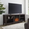 Modern Transitional Wood 70" Fireplace TV Stand For 80" TVs With 2 Shelves - Espresso - Image 4