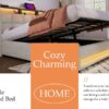 Queen Size Upholstered Platform Bed With A Hydraulic Storage System, LED And USB Charging (Without Mattress) - Natural - Image 24
