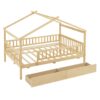 Full Size House Bed With 2 Drawers - Natural - Image 5