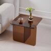 Tempered Brown Glass Sidetable, Small Tea Table Night Stand Tempered Glass Sofa Table - Brown - Image 2