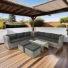 8 Piece Patio Sectional Wicker Rattan Outdoor Furniture Sof Set With One Storage Box Under Seat And Cushion Box - Gray / Black - Image 4