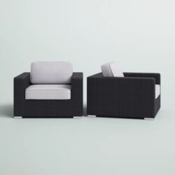 Patio Chair With Cushions (Set of 2) - Black / Gray