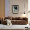 Sectional Sofa With Durable Fabric, Solid Wood Frame, And High Density Sponge Fill - Camel - Image 4