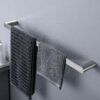 Modern Wall Mounted Bathroom Hardware Set With Robe Hook, Towel Rail, And Tissue Paper Holder - Brushed Nickel - Image 7