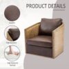 Swivel Barrel Chair, Comfy Round Accent Sofa Chair For Living Room, 360 Degree Swivel - Brown - Image 5