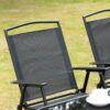 Outsunny - 8 Piece Patio Dining Set With Table Umbrella, 6 Folding Chairs And Rectangle Dining Table, Outdoor Patio Furniture Set - Black - Image 7