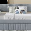 Upholstered Daybed Sofa Bed Twin Size With Trundle Bed And Slat - Gray - Image 11