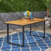 Outdoor Dining Table With U Shape Legs And Slat Top Table - Teak - Image 7
