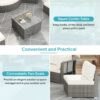 Patio Furniture Set Outdoor Daybed Rattan Sectional With Cushions And Center Table - Beige - Image 5