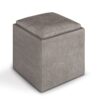 Rockwood - Cube Storage Ottoman With Tray - Distressed Gray Taupe - Image 6