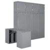 Queen Size Wall Murphy Bed With Desk And Storage Shelves And Big Cabinets - Gray - Image 5