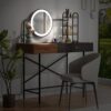 Makeup Vanity Desk With 3-Mode Lighted Mirror & Wireless Charging Station, Vanity Table With Drawer & 3 Open Shelves For Ample Storage Space, Dressing Table For Bedroom - Black - Image 2