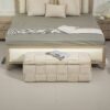 Upholstered Fabric Storage Ottoman Bench With Safety Hinge For Bedroom & Living Room - Beige - Image 4