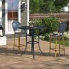 Cast Aluminum Round Counter Table With Lattice Design And Umbrella Hole - Dark Lava Bronze - Image 3