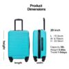20" Carry On Luggage Lightweight Suitcase, Spinner Wheels - Turquoise - Image 4