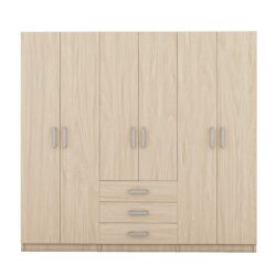 6 Doors Wardrobe Storage For Bedroom, With Big Drawers - Brown