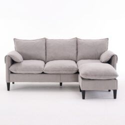 Convertible Combination Sofa, Sofa L Shaped, Sofa With Footstools With Storage Sofa For Living Room, 3 Seater Combination Sofa - Beige