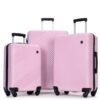 3 Piece Luggage Sets Lightweight Suitcase With Two Hooks, Spinner Wheels, (20/24/28) - Pink - Image 13