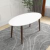 Ada - Mid-Century Modern Style Top Oval Dining Table - Brown / White - Image 11