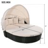 Outdoor Rattan Daybed Sunbed With Retractable Canopy Wicker Furniture, Round Outdoor Sectional Sofa Set - Black Wicker Furniture Clamshell Seating With Washable Cushions, Backyard, Porch - Beige - Image 14