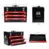 Portable 20" Steel Tool Box With 3 Drawers And Metal Latch Closure - Black / Red - Image 3