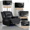 3 Seater Home Theater Recliner Manual Recliner Chair With A Led Light Strip Two Built-In Cup Holders For Living Room - Black - Image 4