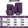 5 Piece Set (18/23/27/Travelbag /Toiletry Bag), Softshell Suitcase Spinner Wheels Terylene Polyester Luggage Sets Carry On Suitcase Luggage Lightweight Durable Suitcase - Purple - Image 3
