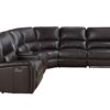 Saul - Faux Leather Power Recliner Sectional Sofa With USB Port Cupholder Console - Espresso - Image 2