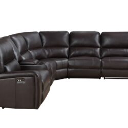 Saul - Faux Leather Power Recliner Sectional Sofa With USB Port Cupholder Console - Espresso