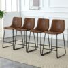 (Set of 2) Retro Bar Chairs, Comfortable Stools Suitable For Industrial And Vintage Style Settings - Brown - Image 7