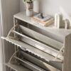 Shoe Cabinet With 2 Flip Drawers, Fluted Shoe Storage Cabinet For Entryway, Free Standing Shoe Storage Organizer With Wave Doors For Heels, Boots, Slippers In Hallway, Living Room - Gray - Image 6