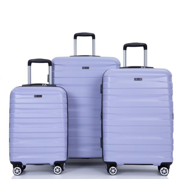 3 Piece Luggage Sets Pc Lightweight & Durable Expandable Suitcase With Two Hooks, Double Spinner Wheels, Tsa Lock, (21/25/29) - Light Purple