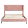 Queen Size Platform Contemporary Bed With Legs And Upholstered Headboard - Pink - Image 2