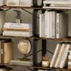 5 Tier Industrial Bookshelf, Rustic Brown Tall Bookcase With Open Wood & Metal Design, Vintage Storage Organizer - Black - Image 9