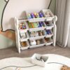 Multi Functional Kids Toy Storage Organizer Cabinet With Hdpe Shelf And 12 Bins - Gray White - Image 7