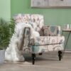 Vitality - Club Chair With Button Tufted Diamond Stitching And Turned Legs - Blue / White - Image 2