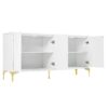 Modern Wood Sideboard Cabinet With Carved Door Panels, Adjustable Shelves, And Sturdy Metal Legs - White - Image 9