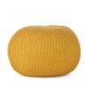 Bordeaux - Knitted Cotton Round Pouf Versatile Ottoman And Floor Cushionf - Yellow - Image 5