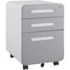 3 Drawer Mobile File Cabinet Under Desk Office, Simple Style Versatile Storage Cabinet For Legal / Letter / A4 Files, 5 Wheel Design Anti-Tilting Cold Rolled Steel Waterproof Moisture-Proof - White / Gray - Image 2