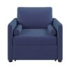 3 In 1 Convertible Sleeper Chair With Adjustable Backrest, Lounger Chair Turns Into Bed, Single Bed For Living Room, Velvet - Ink Blue - Image 10