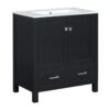 Bathroom Vanity With Single Sink, Combo Cabinet Undermount Sink, Bathroom Storage Cabinet With 2 Doors And A Drawer, Soft Closing, Multifunctional Storage, Solid Wood Frame - Black - Image 12