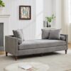 Chenille Upholstered Chaise Lounge With Nailheads And Rubberwood Legs, Wide Sleeper Sofa With 4 Throw Pillows & 2 Bolsters - Gray - Image 12