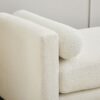 Elegant Upholstered Bench Daybed Ottoman With Nature Wood Legs & Bolster Pillows - Ivory Boucle - Image 9