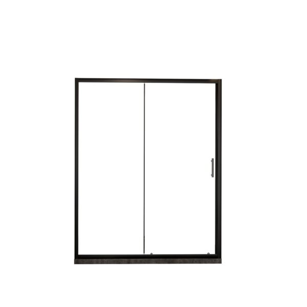 Single Sliding Shower Door, Clear Tempered Glass Shower Door With Stainless Steel Handle - Black